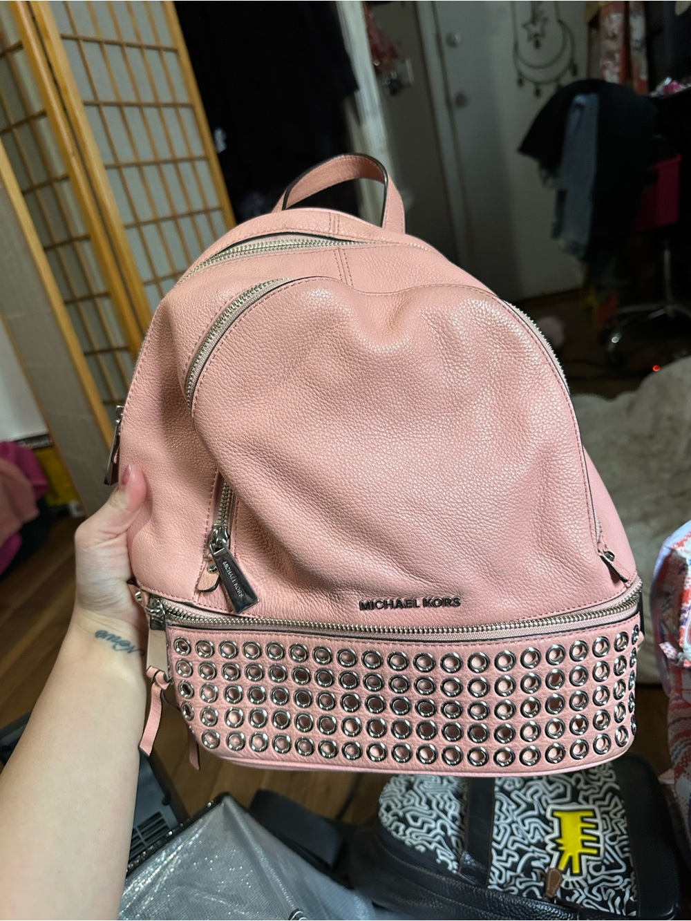 Michael Kors Pink Leather Backpack with Grommets